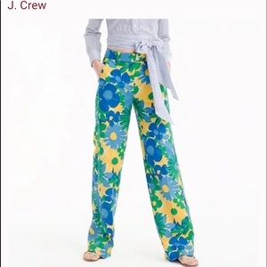 J. Crew Blue and Yellow Floral Pants
